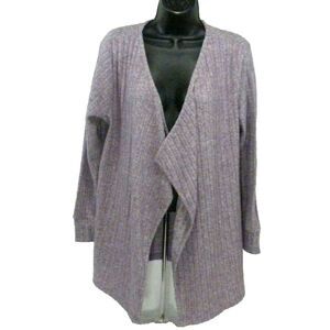 Soft Surroundings Sweater PS Purple Open Front Knit Waterfall Cardigan Petite‎
